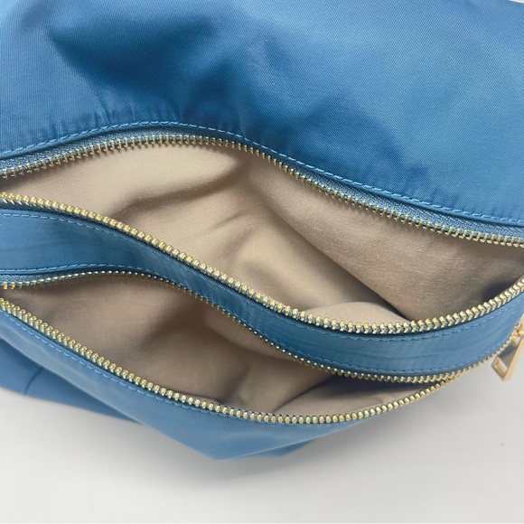 Vintage Blue Convertible Backpack, Large Nylon Shoulder Bag | Sondra Roberts - Picture 11 of 14